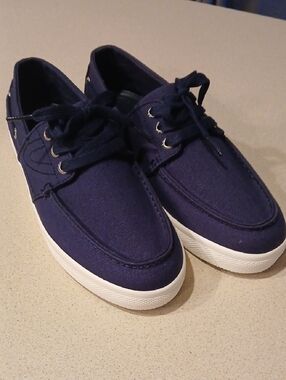 Tretorn Navy Canvas Boat Shoes with White Sole